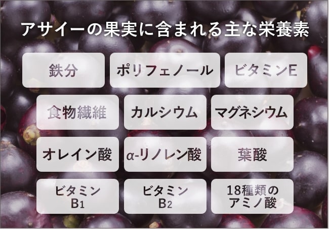アサイーの主な栄養素